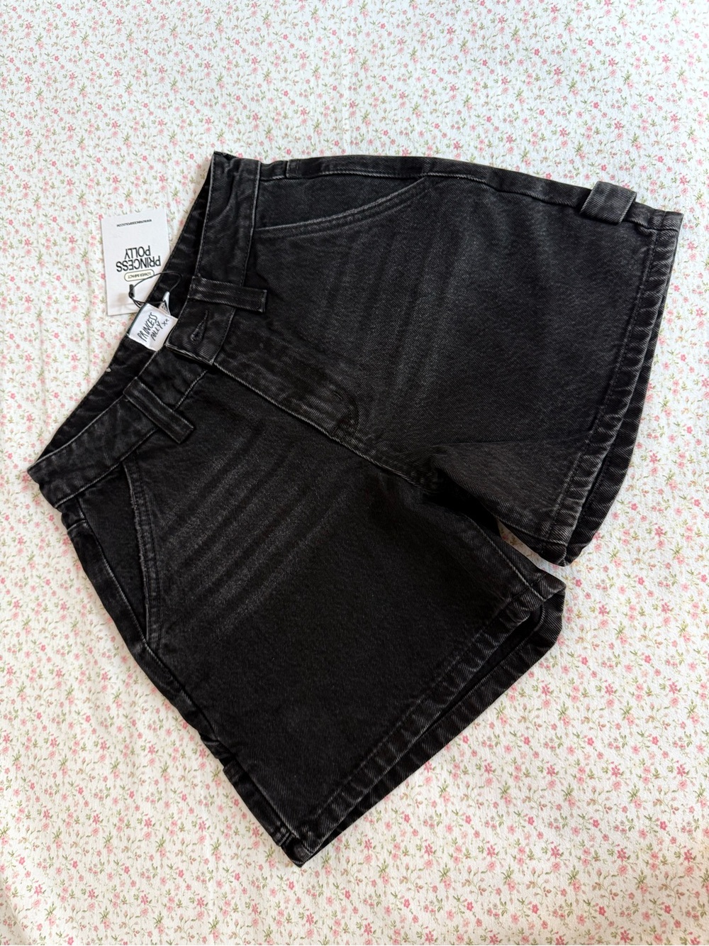 Princess Polly Washed Black High-Rise Denim Shorts
